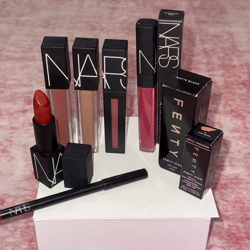NARS & FENTY 7 piece Makeup Lipstick Bundle in Nudes and Red Shades